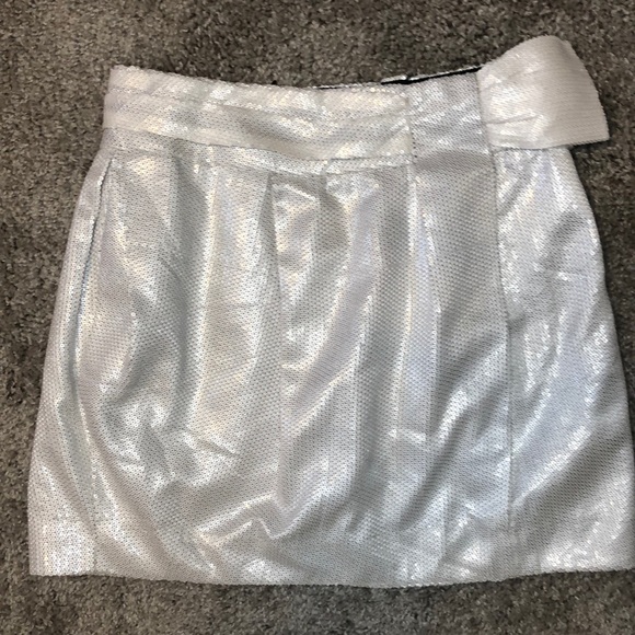 White Sequin Mini Skirt - Picture 1 of 4